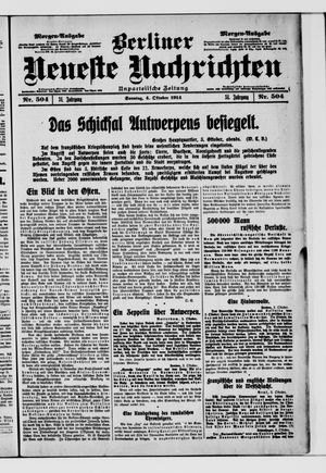 Berliner Neueste Nachrichten on Oct 4, 1914