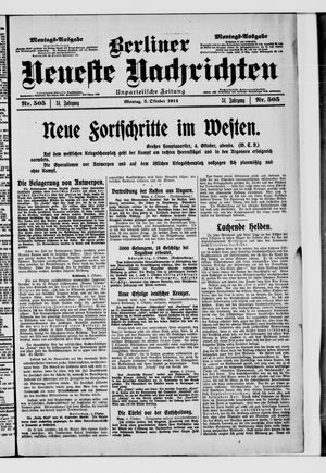 Berliner Neueste Nachrichten vom 05.10.1914