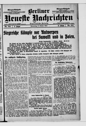 Berliner Neueste Nachrichten vom 08.10.1914