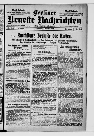 Berliner Neueste Nachrichten vom 08.10.1914