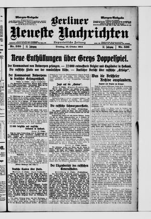 Berliner Neueste Nachrichten vom 13.10.1914