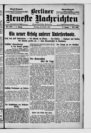 Berliner Neueste Nachrichten vom 13.10.1914