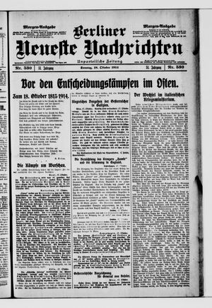 Berliner Neueste Nachrichten vom 18.10.1914