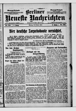 Berliner Neueste Nachrichten vom 19.10.1914