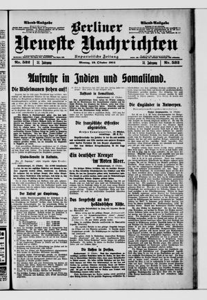Berliner Neueste Nachrichten vom 19.10.1914