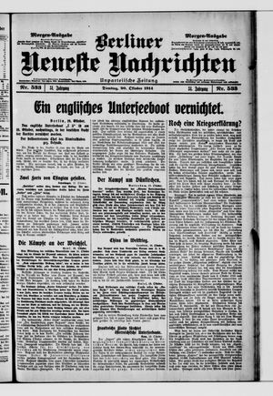 Berliner Neueste Nachrichten vom 20.10.1914