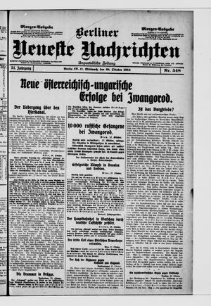 Berliner Neueste Nachrichten vom 28.10.1914