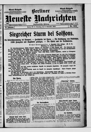 Berliner Neueste Nachrichten vom 03.11.1914