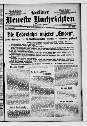 Berliner Neueste Nachrichten vom 11.11.1914