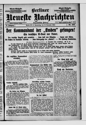Berliner Neueste Nachrichten on Nov 12, 1914