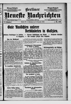 Berliner Neueste Nachrichten vom 18.11.1914