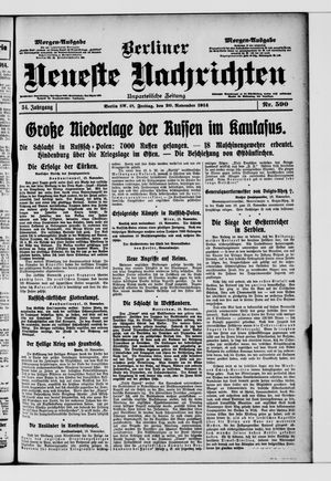 Berliner Neueste Nachrichten on Nov 19, 1914