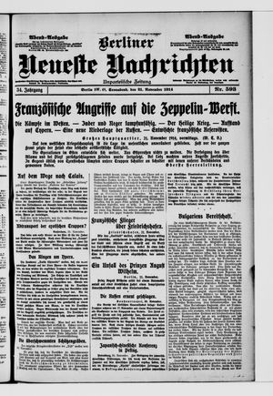 Berliner Neueste Nachrichten vom 21.11.1914