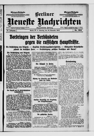 Berliner Neueste Nachrichten vom 22.11.1914