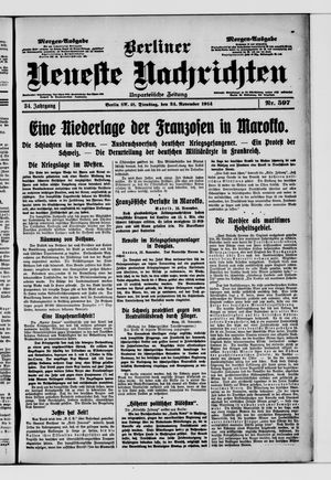 Berliner Neueste Nachrichten vom 24.11.1914