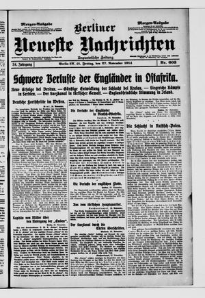 Berliner Neueste Nachrichten vom 27.11.1914