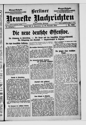 Berliner Neueste Nachrichten vom 28.11.1914