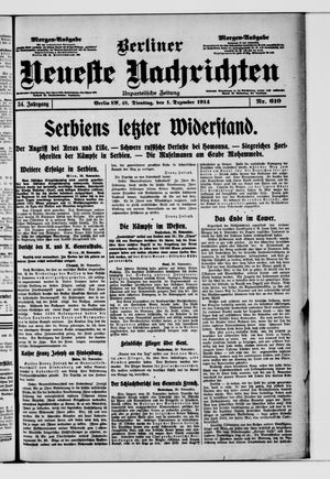 Berliner Neueste Nachrichten vom 01.12.1914