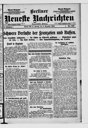 Berliner Neueste Nachrichten vom 04.12.1914