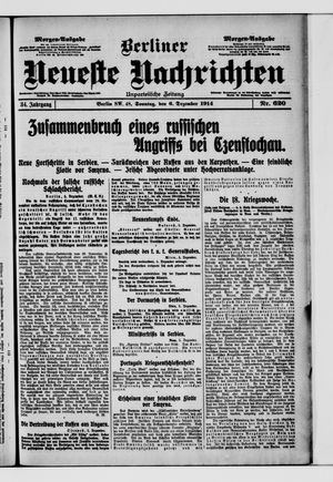 Berliner Neueste Nachrichten on Dec 6, 1914
