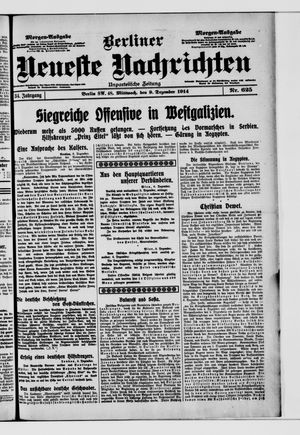 Berliner Neueste Nachrichten vom 09.12.1914