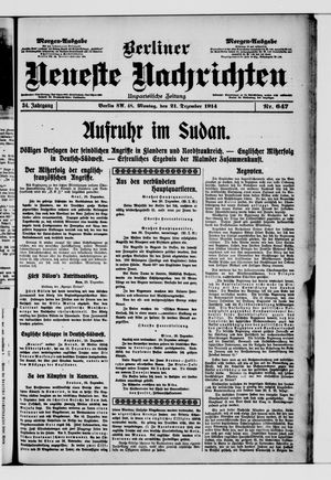 Berliner Neueste Nachrichten vom 21.12.1914