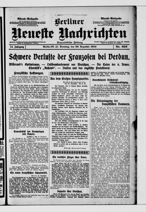 Berliner Neueste Nachrichten vom 22.12.1914