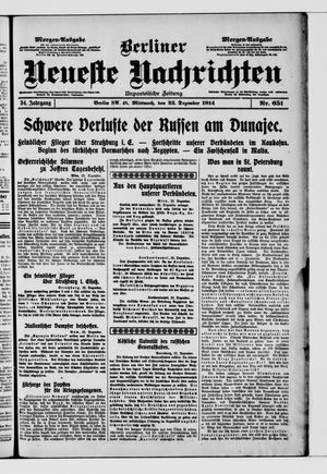 Berliner Neueste Nachrichten vom 23.12.1914