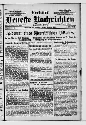 Berliner Neueste Nachrichten vom 23.12.1914