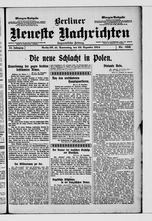 Berliner Neueste Nachrichten vom 24.12.1914