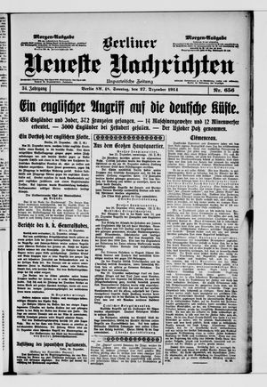 Berliner Neueste Nachrichten on Dec 27, 1914