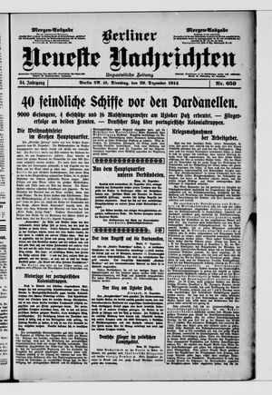 Berliner Neueste Nachrichten vom 29.12.1914