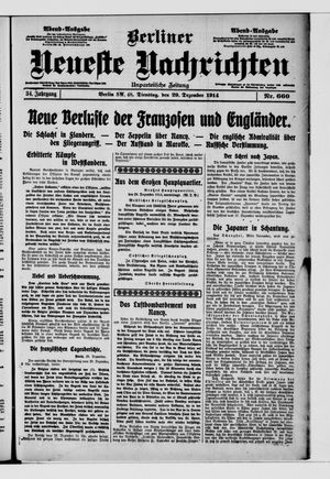 Berliner Neueste Nachrichten vom 29.12.1914