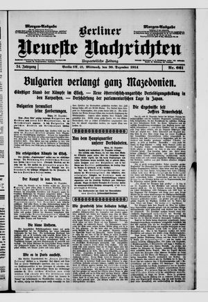 Berliner Neueste Nachrichten vom 30.12.1914