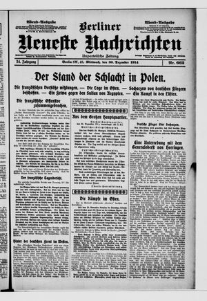 Berliner Neueste Nachrichten vom 30.12.1914