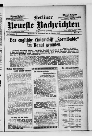 Berliner neueste Nachrichten on Jan 2, 1915