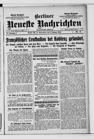 Berliner neueste Nachrichten on Jan 2, 1915