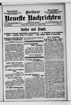 Berliner neueste Nachrichten on Jan 3, 1915