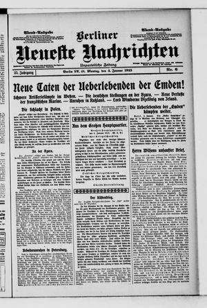 Berliner neueste Nachrichten on Jan 4, 1915