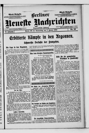 Berliner neueste Nachrichten vom 07.01.1915