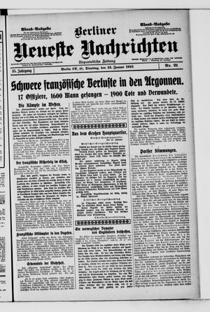 Berliner neueste Nachrichten vom 12.01.1915