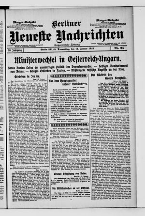 Berliner neueste Nachrichten on Jan 14, 1915
