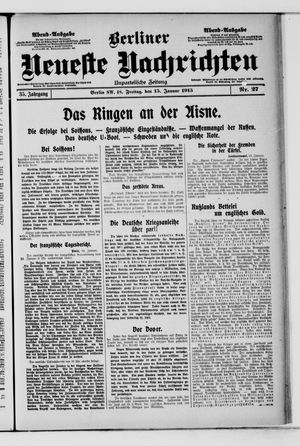 Berliner neueste Nachrichten vom 15.01.1915