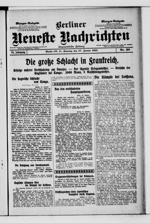 Berliner neueste Nachrichten vom 17.01.1915