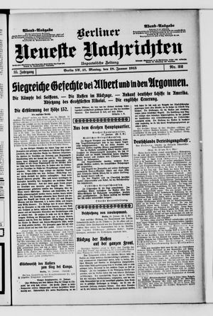 Berliner neueste Nachrichten vom 18.01.1915