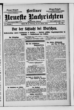 Berliner neueste Nachrichten on Jan 19, 1915