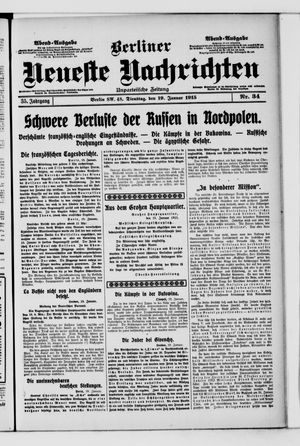 Berliner neueste Nachrichten vom 19.01.1915