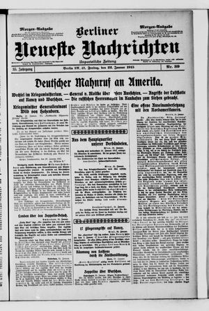 Berliner Neueste Nachrichten on Jan 22, 1915