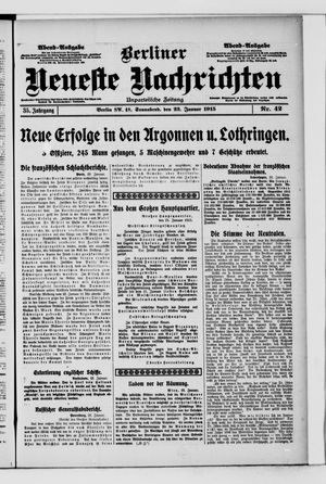 Berliner neueste Nachrichten on Jan 23, 1915