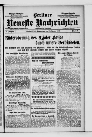 Berliner neueste Nachrichten on Jan 28, 1915